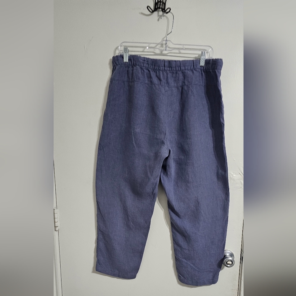 Pure Jill Garment Dyed Linen Crop Pants Women Medium Blue Minimalist - Picture 7 of 7
